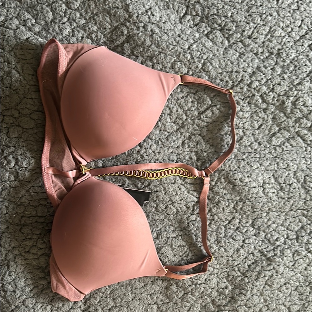 Victoria's Secret Pink Bra with Gold Chain Detail